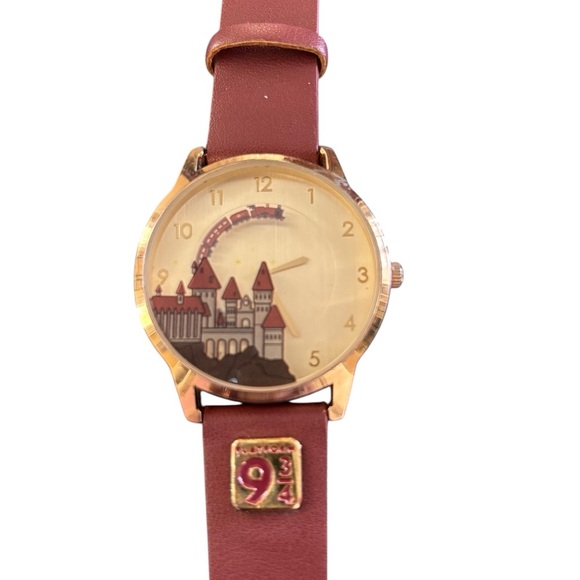 Harry Potter Hogwarts Watch Accutime Stainless Steel Caseback Faux Leather Band - Picture 2 of 3